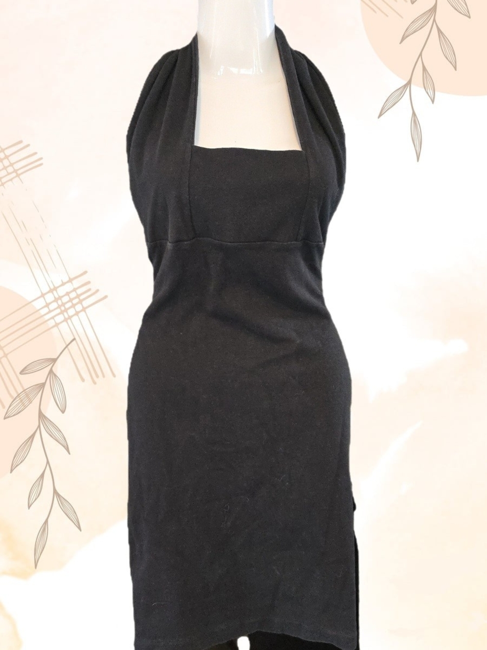 Vintage 90s DB Sport by David Benjamin Black Halter Bodycon Dress